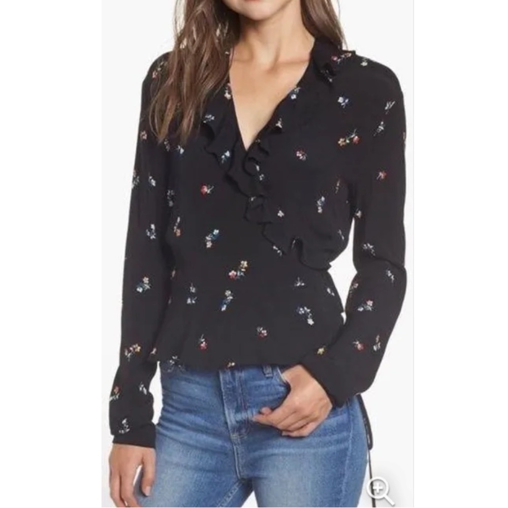 Rails Simone Floral Wrap Blouse Size Large - image 1